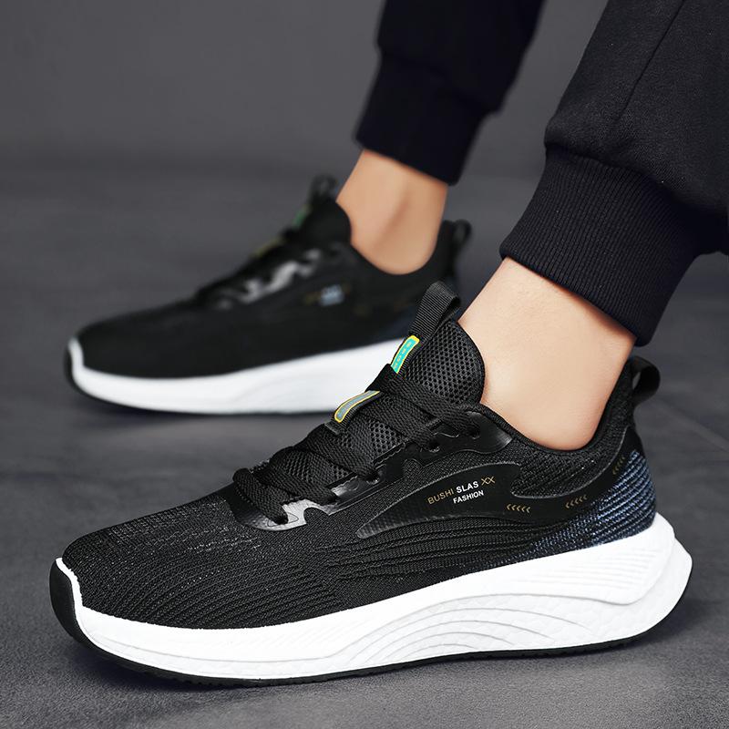 

2024 весна и лето новые ретро универсальные черные повседневные кроссовки с низким верхом для бега спортивные дышащие плетеные мужские туфли 44