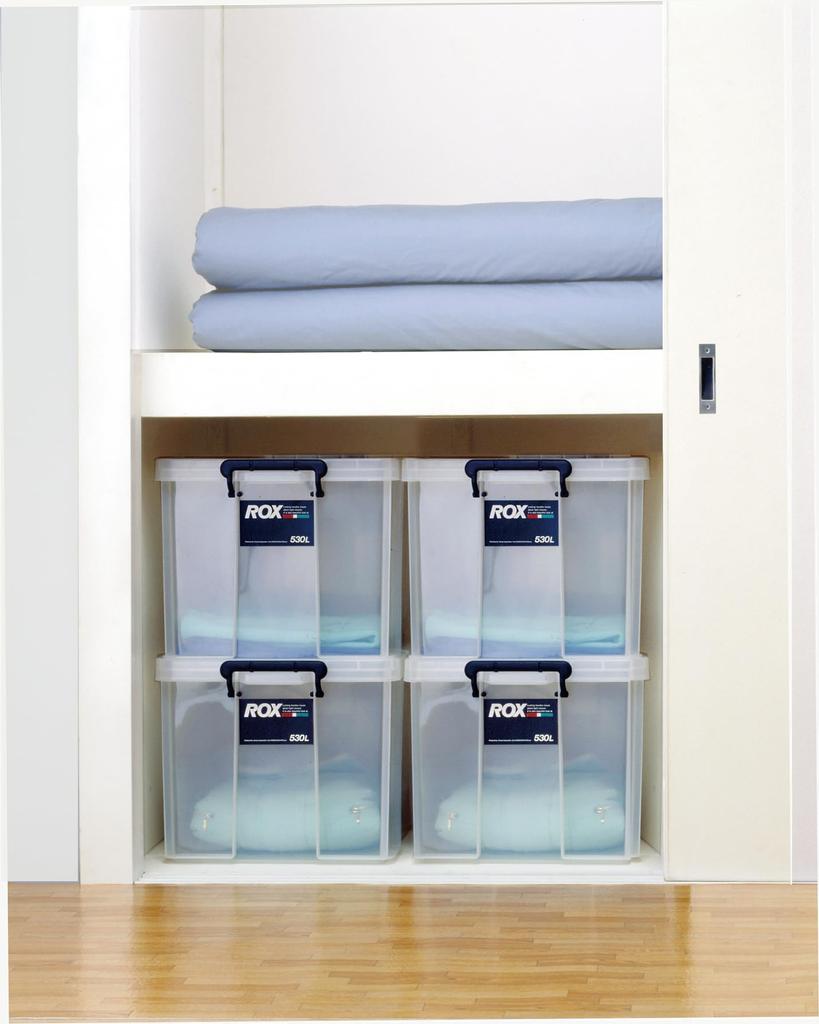 Tenma ROX 440L Durable Storage Box, Made in Japan, Disaster Preparedness, Clear Case, Container Box, Heavy-Duty Clothing Case, Plastic Case [30cm W x