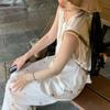 White Cherry Printed Cotton Linen Wide Leg Casual Pants for Women In Summer Thin and High Waisted Slimming Straight Leg Floor Length Pants