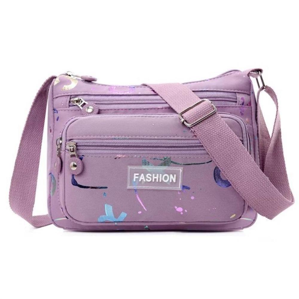 

New Large Capacity Crossbody Bag Nylon Waterproof Shoulder Bag Adjustable Strap Multi-layer Mobile Phone Bag Women фиолетовый