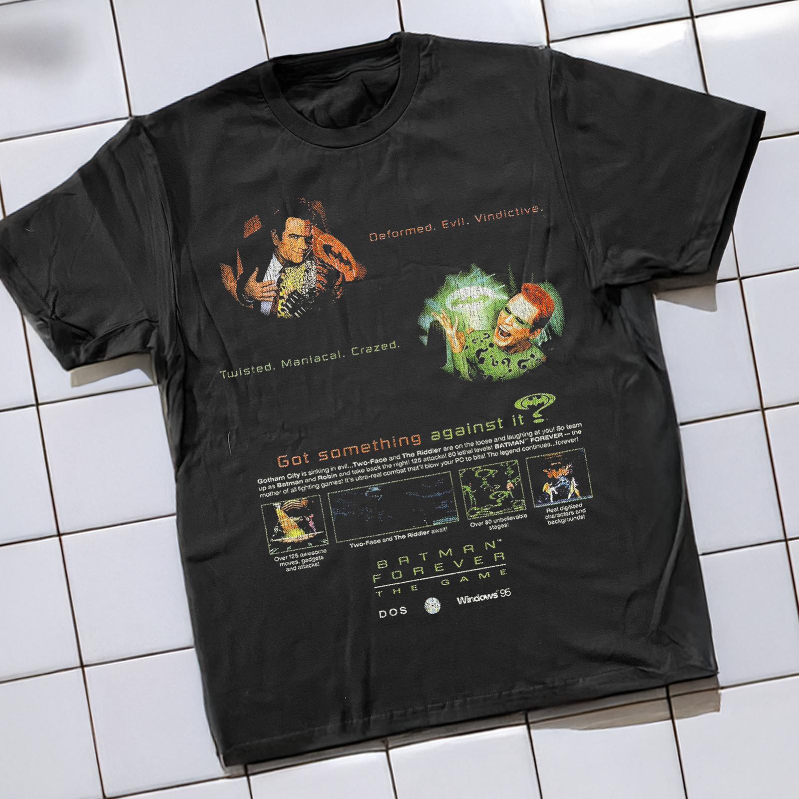 1995 Batman Forever The Video Game Washed T-Shirt Black L 3XL