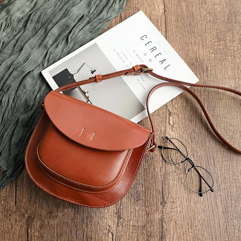 Johnature Simple Genuine Leather Women Bag Handmade Vintage Shoulder Bags Solid Color Natural Cowhide Messenger Bag
