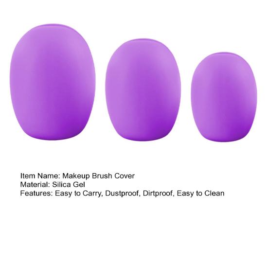Yousheng 3Pcs Makeup Brush Covers Flexible Dustproof Anti-fouling Reusable Storage Silicone Beauty Foundation Brush Protectors for Woman