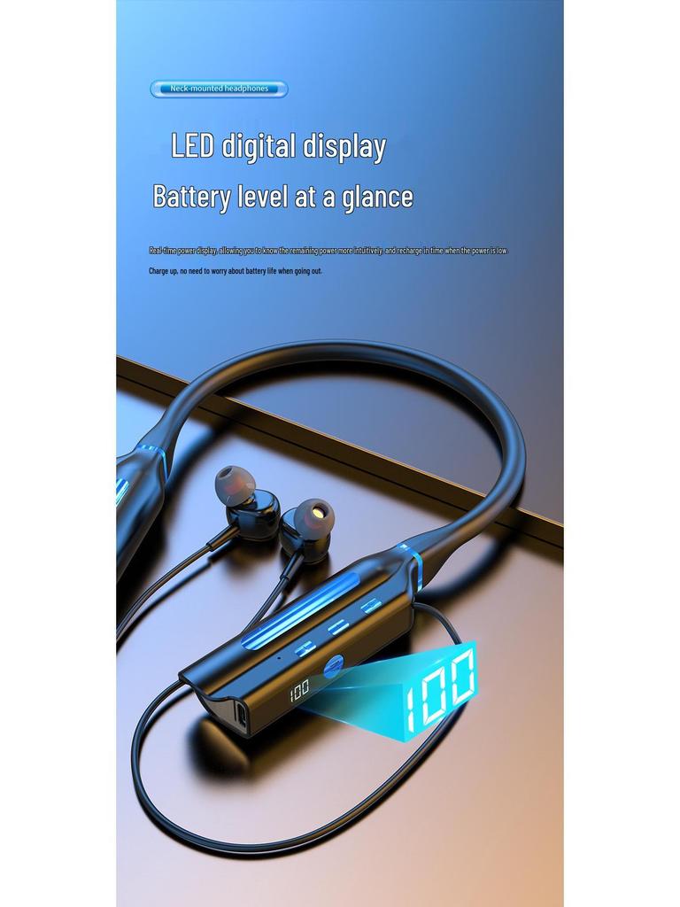 New 10,000mAh Noise-Cancelling Waterproof Wireless Sports Neckband Bluetooth Earbuds