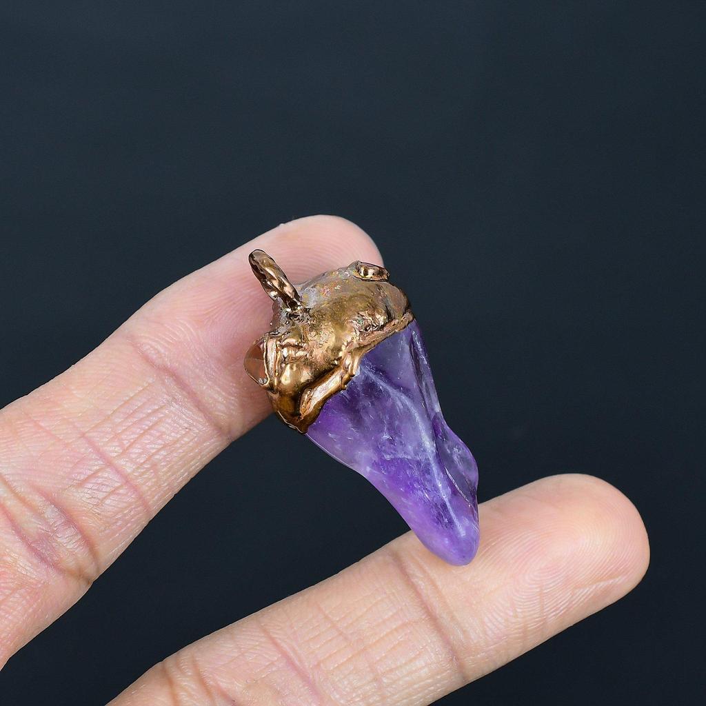 Amethyst Pendant Gemstone Jewelry, Copper Electroformed Pendant, Gift For Women Handmade Pendant