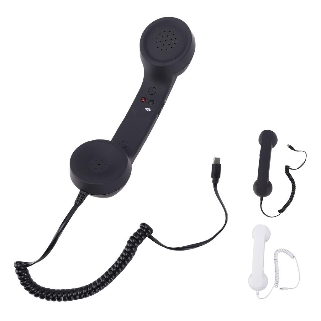 Retro-Telefonhörer mit Lautstärkeregelung Ergonomischer Typ-C-Kabel-Telefonhörer-Empfänger für Mobiltelefon Videoanruf Konferenz