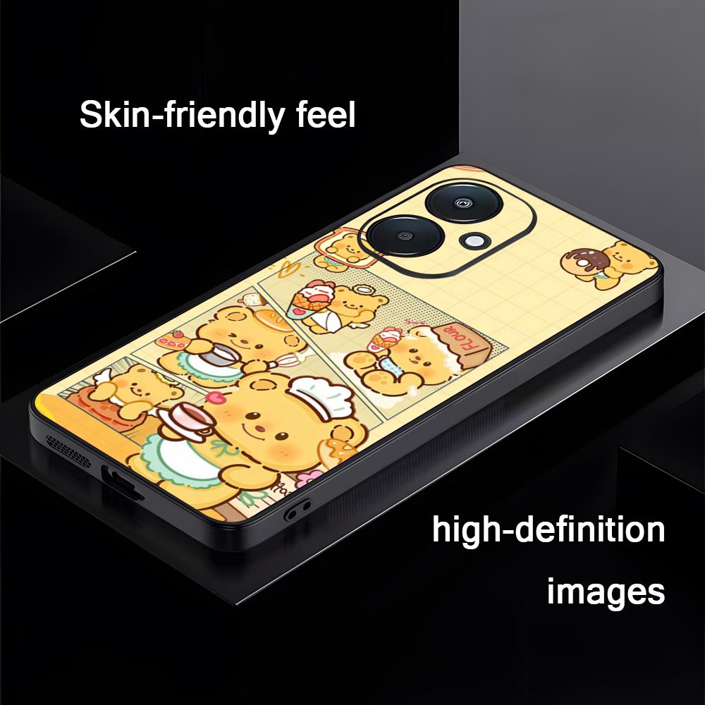 Brand B-Butter Bear Cartoon Phone Case For Xiaomi Redmi 14C 13C 12C Note14 13 12 11 10 Pro Plus S Soft Black Phone Cover