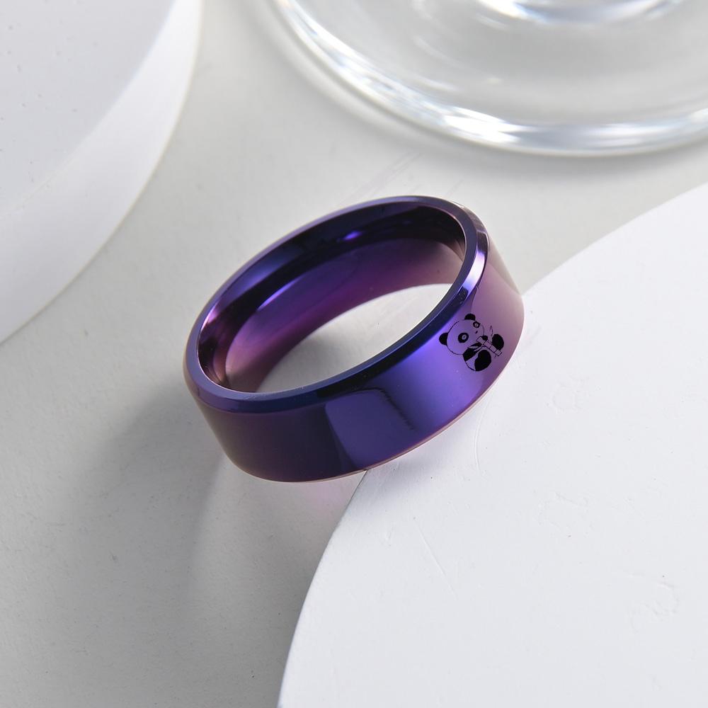 Purple Stainless Steel Finger Rings Cute Panda Ring For Men Women Animal Ring Wholesale Dropshipping