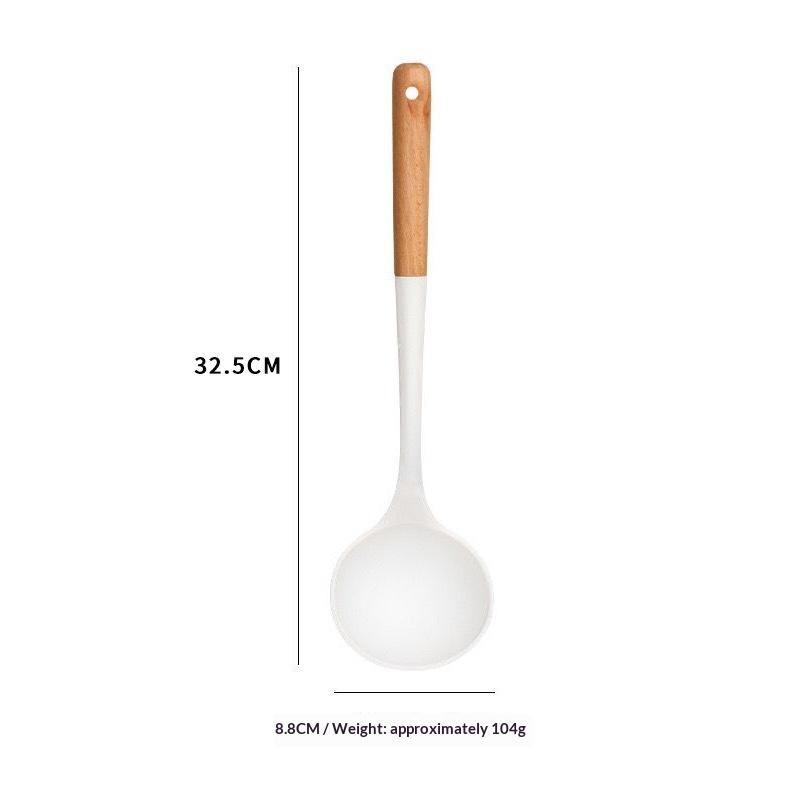 

White Silicone Wooden Handle Cooking Tool Non-Stick Kitchen Utensils Silicone Spatula Baking Kitchen Utensils Tool A2