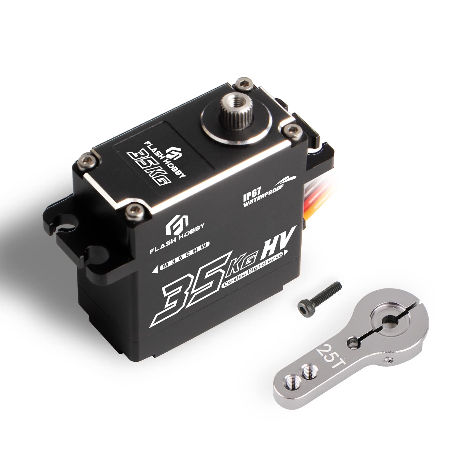 

FLASH HOBBY 35KG Coreless Servo IP67 Waterproof Steering High Torque All Metal Gear Servo RC Servo Control Angle Suitable for Scale RC Car Truck Robot