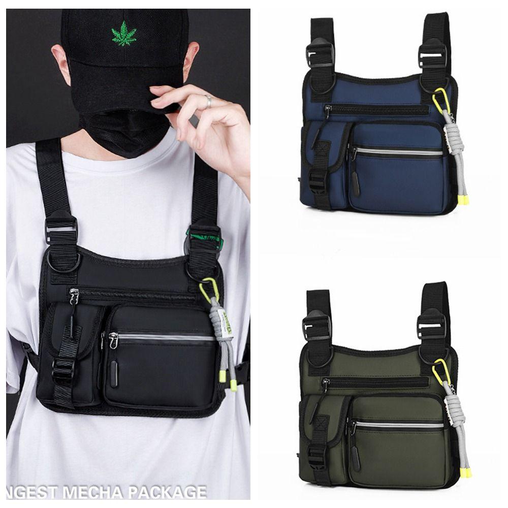 Oxford Cloth Men Chest Bag Large Capacity Message Crossbody Pouch Zipper Man' s Vest Bag Unisex