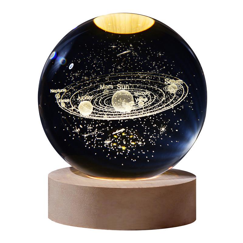 3D Laser-Engraved Milky Way Moon Crystal Ball Night Light