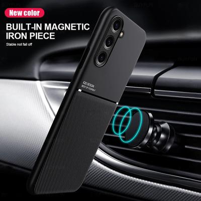 Magnetische Hülle mit Ledertextur für Samsung Galaxy S24 S23 FE S22 S21 Ultra S20 Plus A23 A73 A53 A52 A34 A54 5G Schlanke Matte Hülle