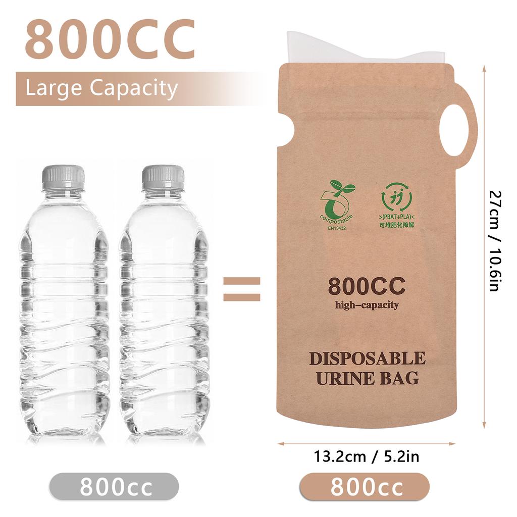 10pcs Emergency Disposable Urinal Bags Car Vomit Bag 800cc Camping Pee Bags Unisex Urine Bag for Travel Traffic Jam