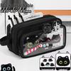 Detachable Transparent Scarf Kitten Pencil Case - Girls' School Stationery Box, Dirt-Resistant