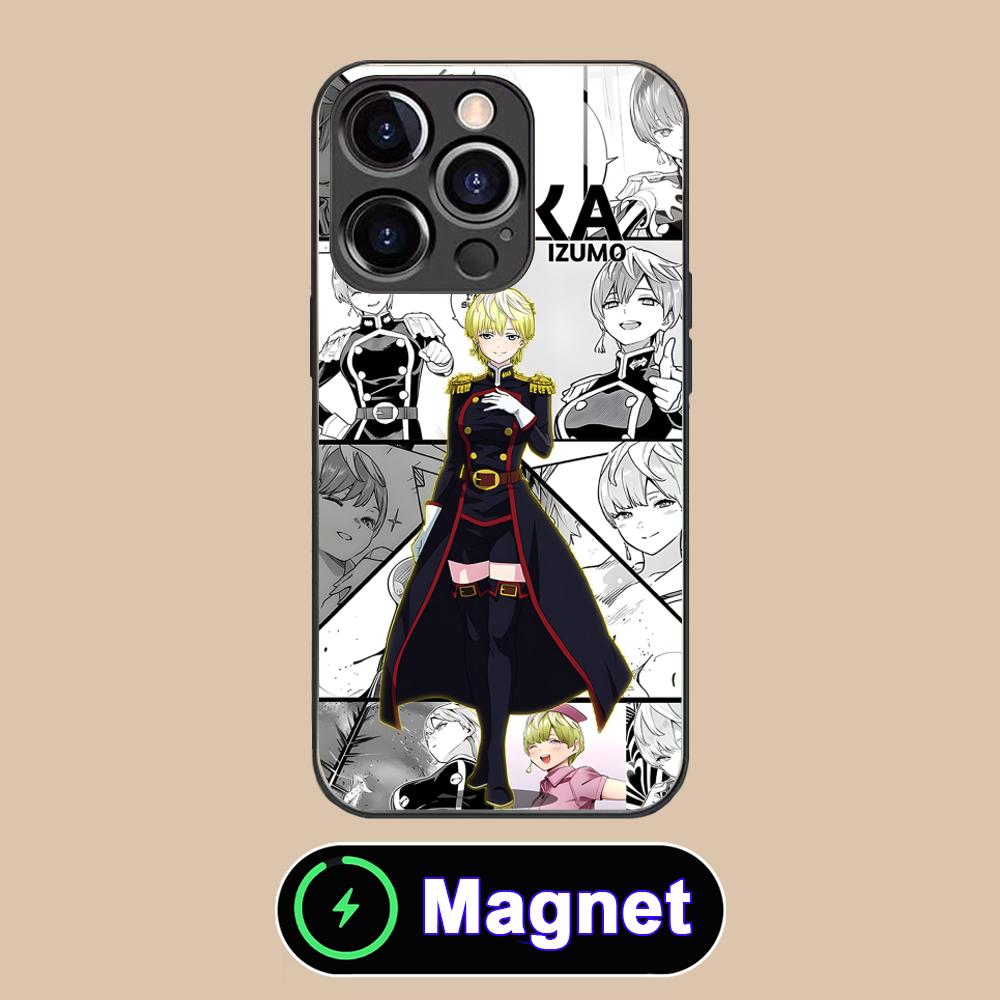 Mato seihei no slave Tenka Izumo Glass MagSafe Mobile Phone Case for iPhone 17 16 15 14 13 12 11 Air Pro Max Plus Mini Colorful