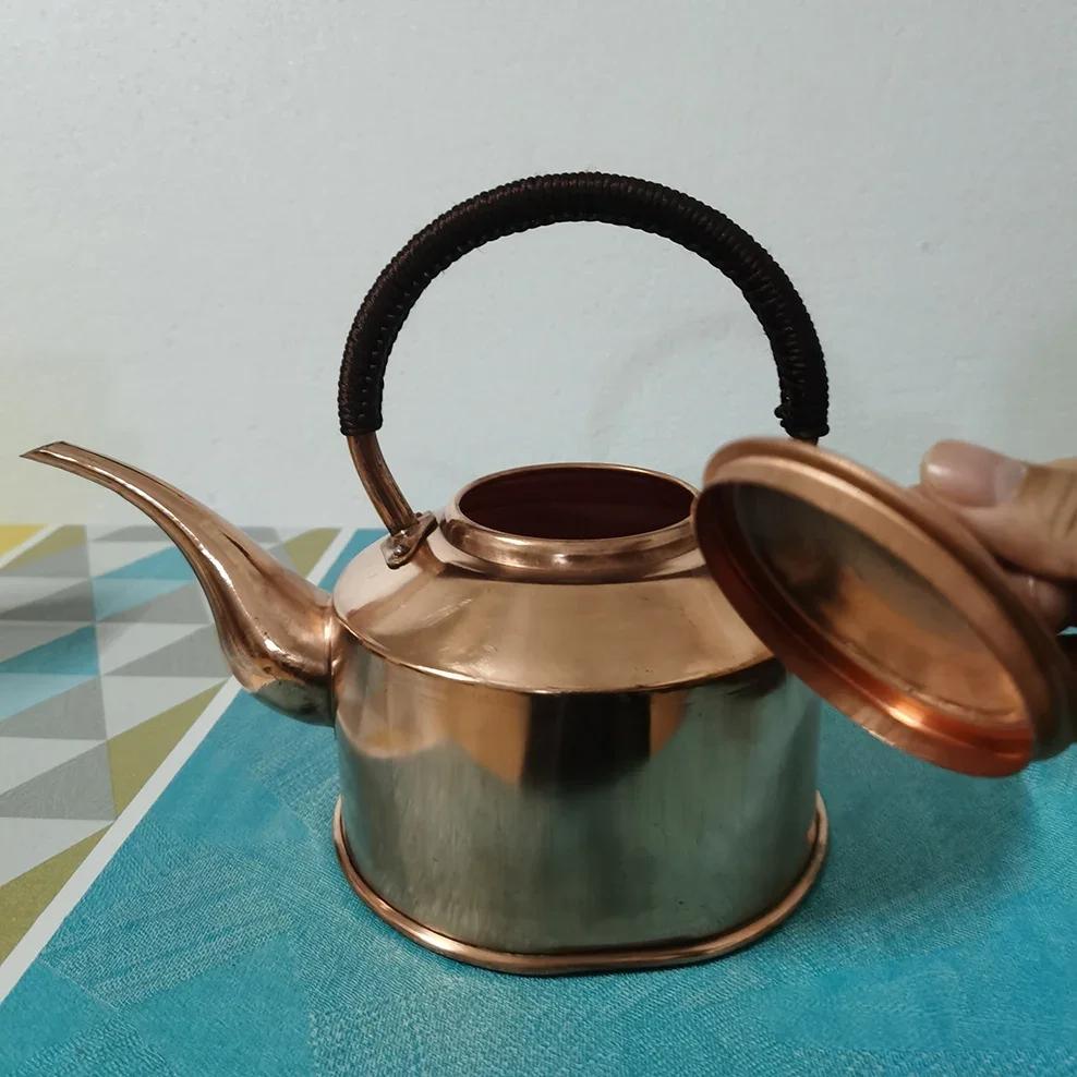 2L/3L Tibetan Long Mouth Copper Kettle Handmade Red Copper Teapot Boiling Water Kettle Tea Infuser Pure Copper Tea Set