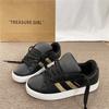 Retro bread shoes women's spring and summer new casual black and gold versatile board shoes women