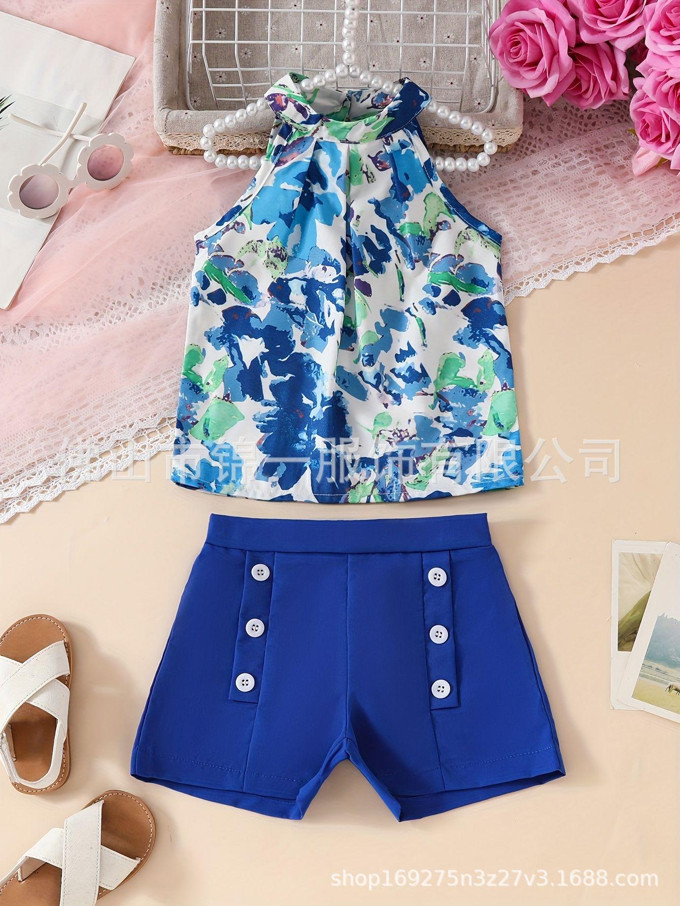 Trendy Tie-Dye Sleeveless Dress & Shorts Set for Baby Girls 6-9 Months