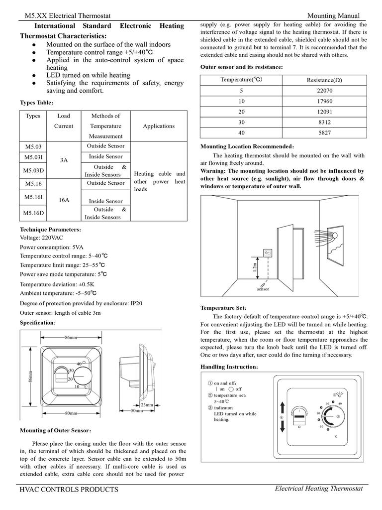 Termostat manual 230V 3M Controler de temperatură Economisește energie Încălzire prin pardoseală Termostat electric de cameră caldă Regulator pentru încălzirea încăperii iarnă