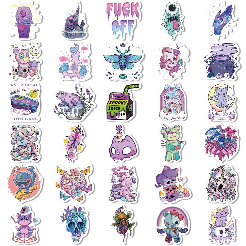 10/65PCS Halloween Stickers Cat and Skull Graffiti Stickers Water Bottle Laptop Mobile Phone Skateboard Suitcase Kids Adult Stickers