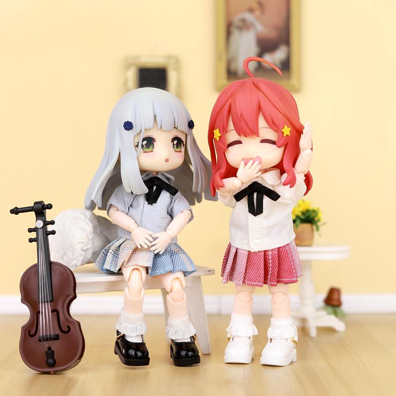 OB11 Doll Uniform Tie Shirt JK Striped Skirt Clothes School uniform, Student Set, JK Uniform, 12 points, BJD Clothing 1/12