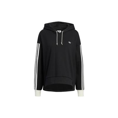 Classic Stripe Loose Fit Hoodie Long Sleeve Casual Sports Tops Women Black IC8137