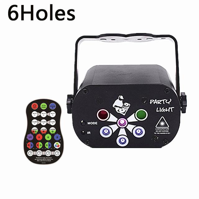 

6/8 отверстий Мини светодиодный сценический светильник RGB УФ-светильник для вечеринок USB перезаряжаемый DJ диско стробоскоп сценический светильник для дома свадьба Рождество KTV USB Plug Power