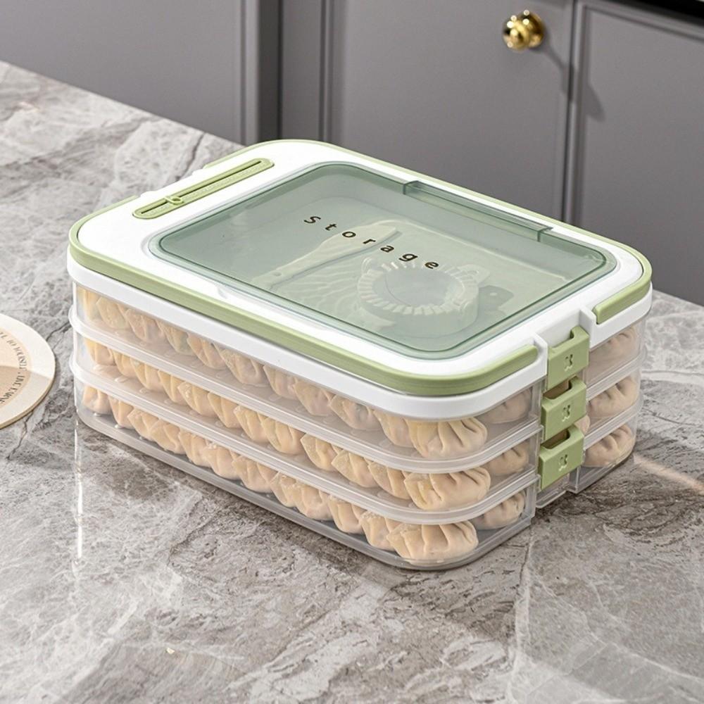 1/2/3/4 Schichten Aufbewahrungsbox für Teigtaschen Großes Fassungsvermögen Antihaftbeschichtet Kühlschrankbox Frischhaltebox Gefrierfachbox Heimküche