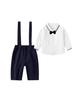British Baby Boy Overalls Set: Two-Piece Formal Wear for Spring/Autumn - 1-Year-Old Long-Sleeved Gentleman Shirt
