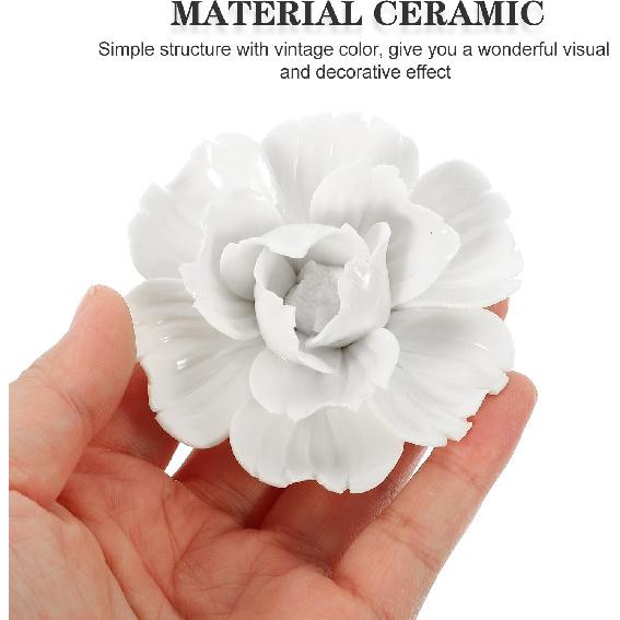 HOMSFOU Home Decor 3d Wall Decor Ceramic Wall Decor 3pcs 3D Handcrafted Hanging Flowers Porcelain Peony Wall Art Farmhouse Floral Sculpture for