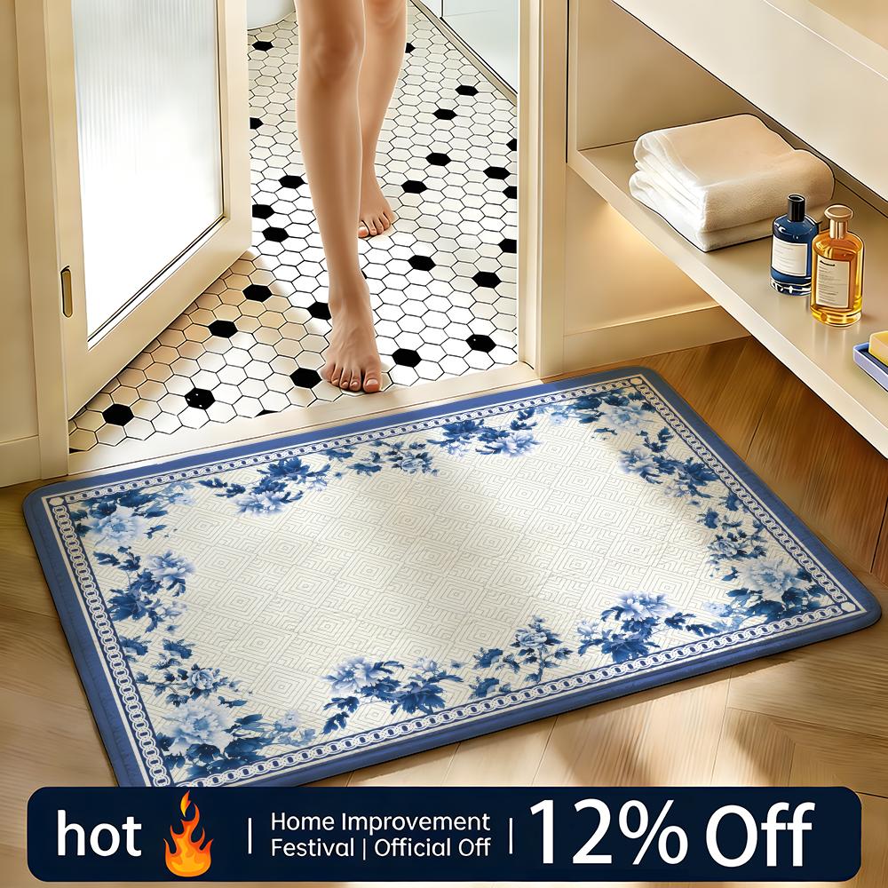 Soft Absorbent Non-Slip Rug Art Blue and white porcelain Floor Mat Home Decor Doormat Bedroom Floor Mat Shower Carpet