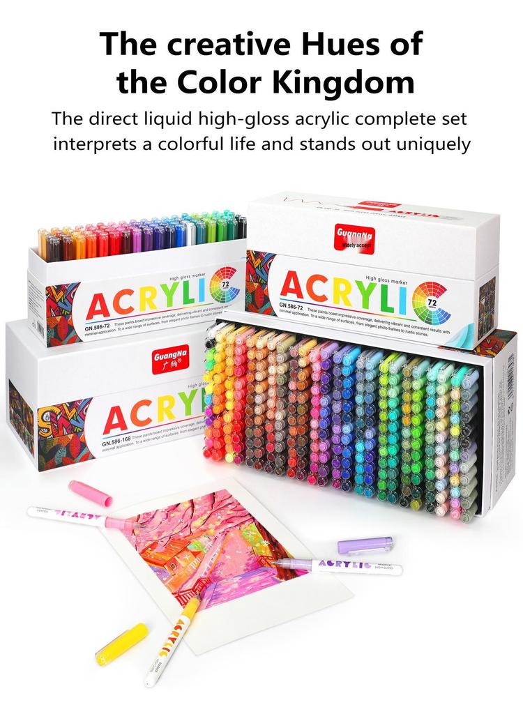 Wide Range 586 Liquid Ink Highlighter: 288-Color Acrylic Marker & Journal Pen with Large Capacity