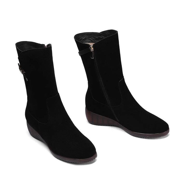Vidutinio ilgio batai Rudens ir žiemos kailiniai batai Patogūs minkštapadžiai Batai su pleišto formos kulnu Moteriški batai