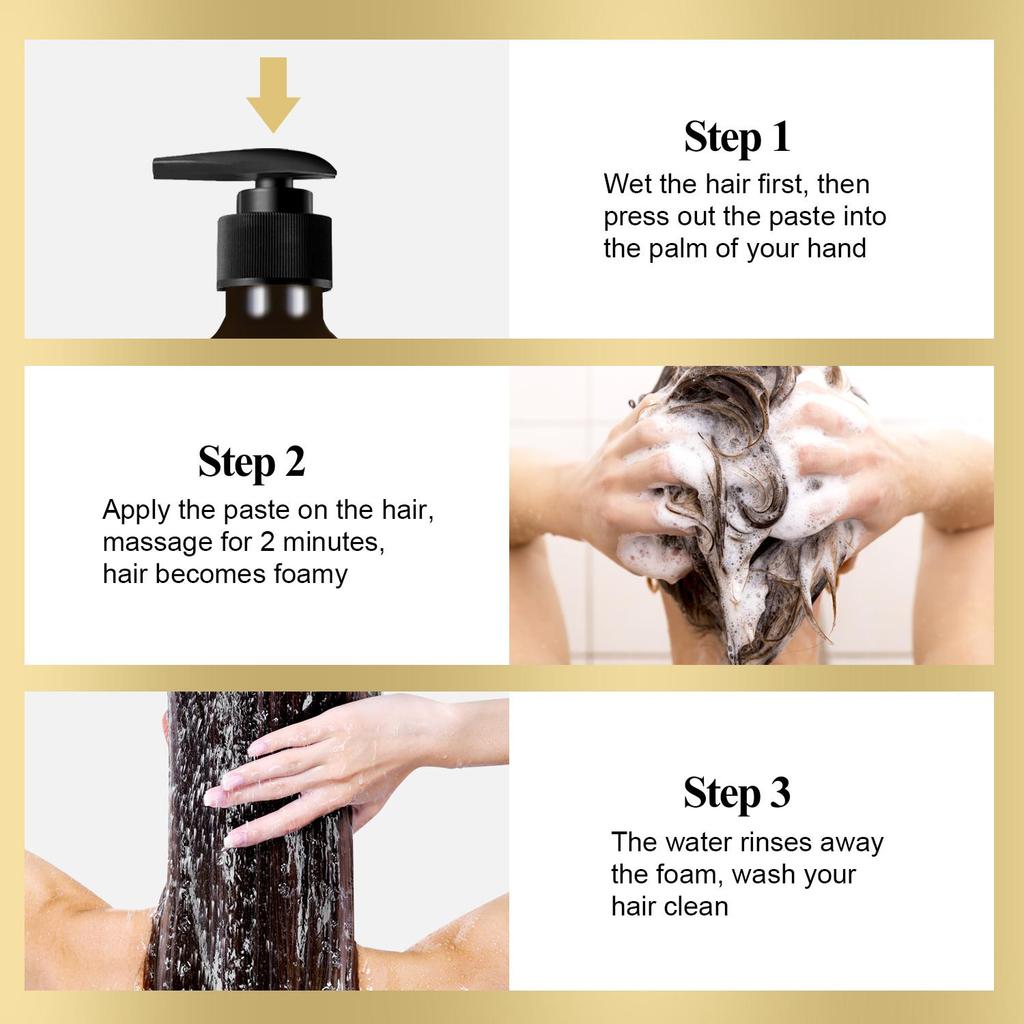 Shampoing au gingembre : nettoie et hydrate efficacement les cheveux, renforce et nourrit les cheveux, réduit les pointes fourchues et la casse, 300 ml