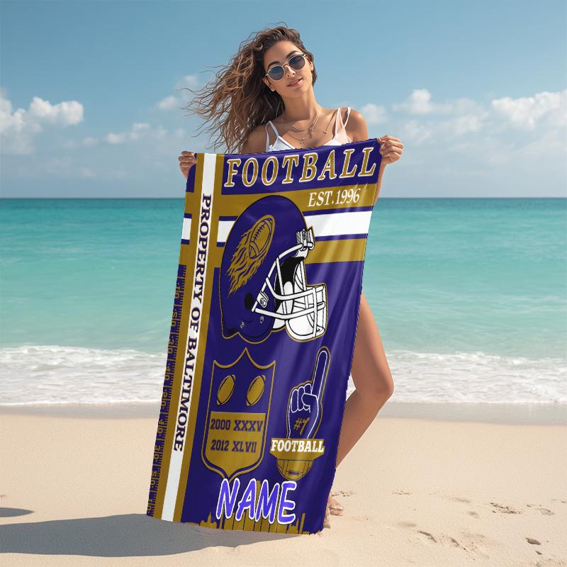 Personalized Football Fanatic Journal Beach Towel Microfiber Beach Towel Thin Absorbent for Beach Swimming Yoga Bath Sports. 0910157