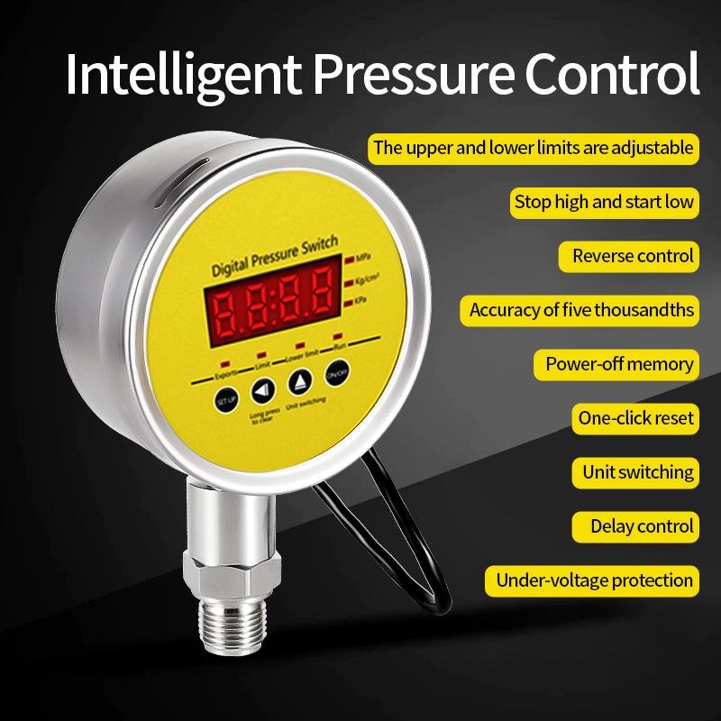 Intelligent Digital Vacuum Gauge 0-60MPa One Relay Output Digital Pressure Switch Controller Pressure Gauge Air Pressure Negative Pressure Water Pump