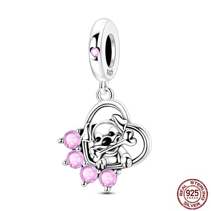 Copper Loveheart Charms Beads Cute Cat Panda Poker Phone Charm Pendant Fit Original Bracelet Diy Jewelry Women Gift
