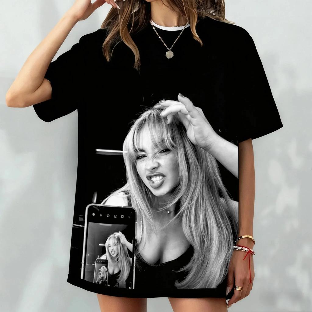 Sabrina Carpenter Retro 90s Style Vintage Poster Print Tshirt 2026 Summer New Unisex Women Luxury Cotton Oversize Tshirt Y2K