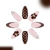 Glitters Press On Nail 24Pcs French Tip Autumn Winter Nail Art Black Coffee White False Nail Comfort Fit ABS Material