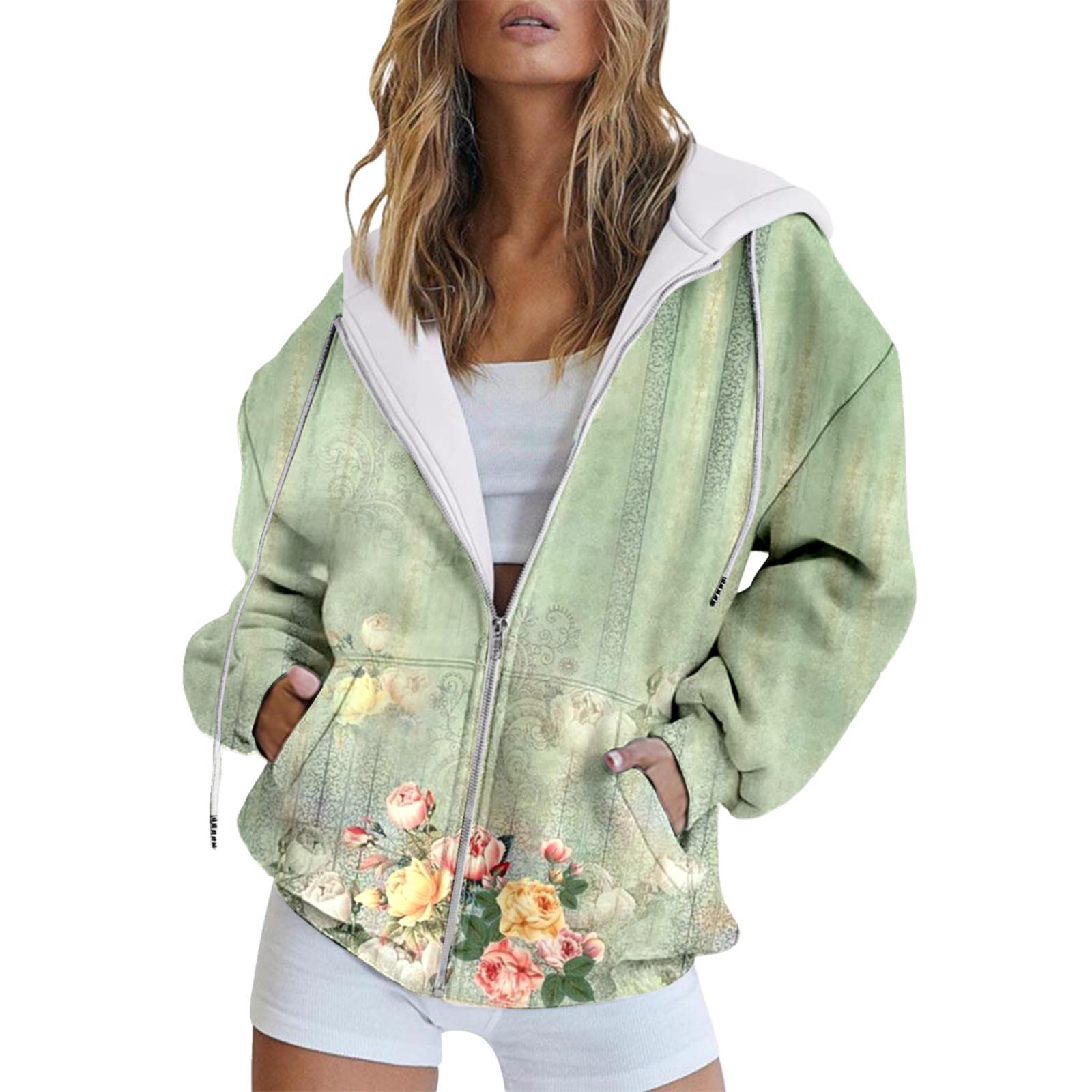 

Зимняя толстовка с капюшоном с принтом, спортивная одежда, пальто для женщин, толстовки с капюшоном на молнии и 3D-карманом, осенняя женская одежда XL
