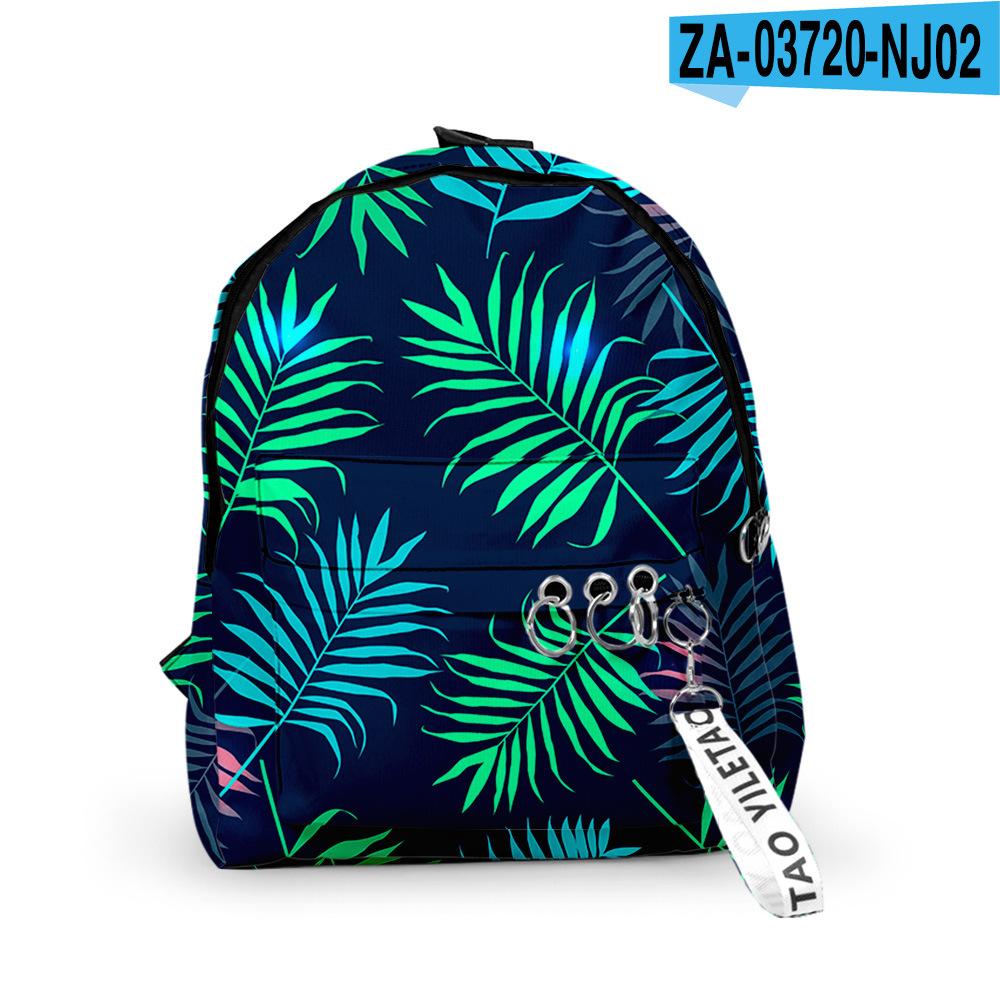 Classic Popular Leaf pattern Backpacks Boys/Girls pupil School Bags 3D Print Keychains Oxford Waterproof Cute Small Backpacks