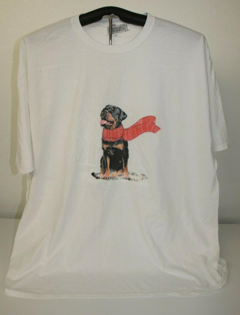 Rottweiler wearing a scarf in the snow T Shirt 4XL in White S