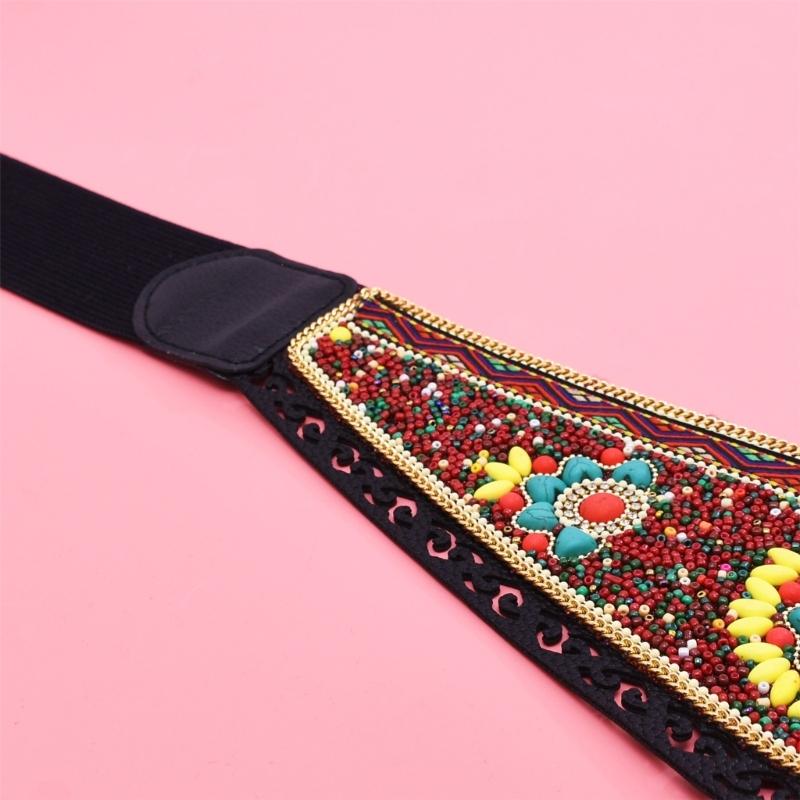 Bohemian Multicolored Beaded Belt Handwoven Adjustable Waistband For Women Ethnic Style Festival Accessory