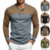 Men's Loose Fit Long Sleeve Shirt with Color Block Button Placket Casual Commute Top