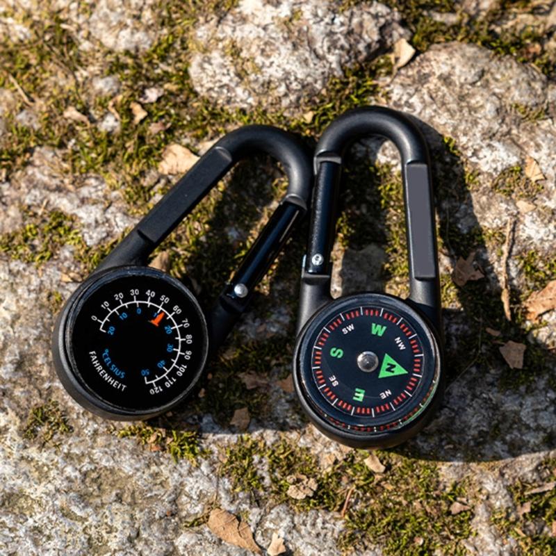 Double Sided Compasses Thermometers Outdoor Small Compasses Carabiner Outdoor Navigation Tool Backpack Buckle Enduring