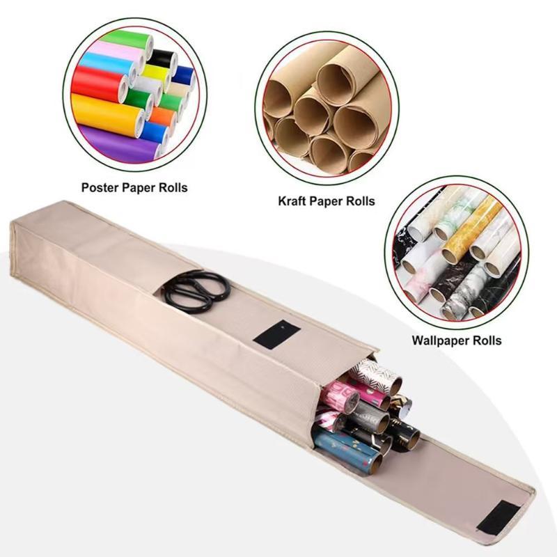 Large Capacity Wrapping Paper Organizer Oxford Fabric Tear Resistant with Tool Pockets for Household Storage