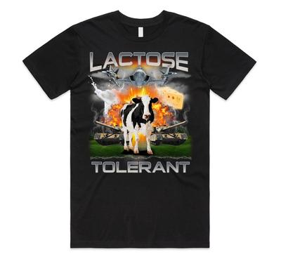 Laktoseintolerant T-Shirt Top Lustiges Meme Milch Käse Diät Fitnessstudio Training Geschenk Unisex