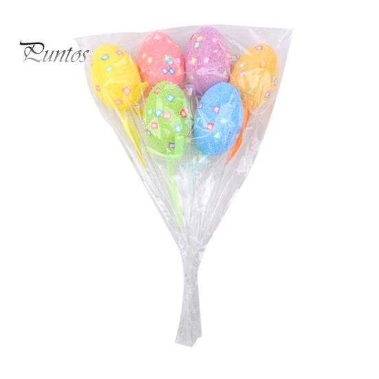 

6 шт. пасхальных палочек для яиц, разноцветные палочки для яиц из пеноматериала, палочки для украшения торта на весеннюю вечеринку, цветочная композиция, украшение для поделок своими руками, ваза, настольный домашний декор A