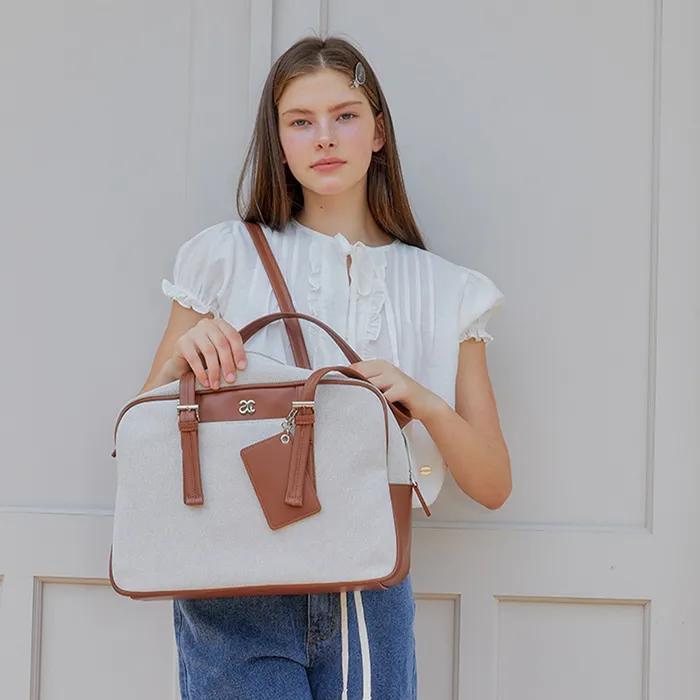 SQUARE MULTI SHOULDER BAG_CANVAS BROWN